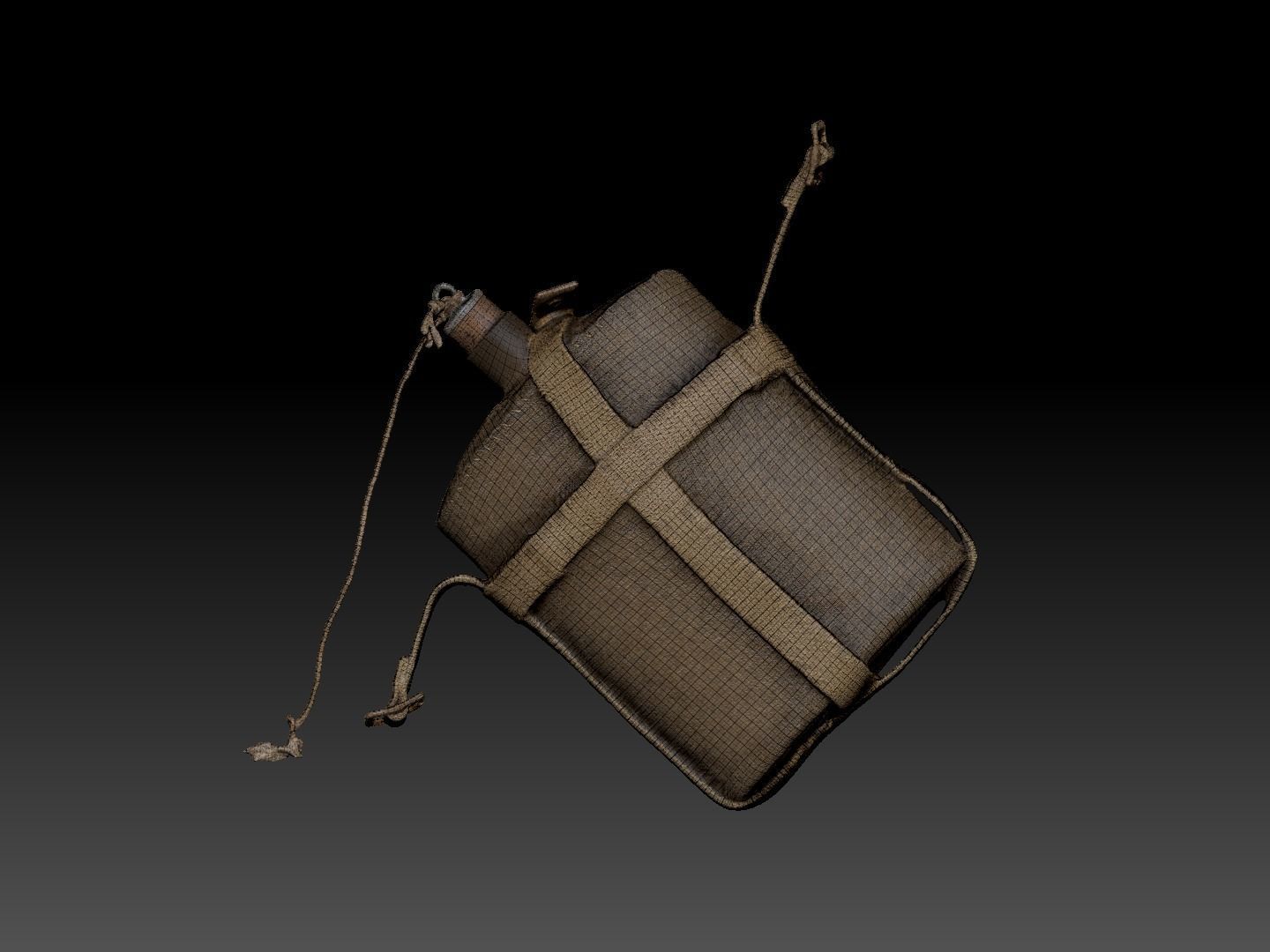 Military flask 37 Low-poly 3D model_5
