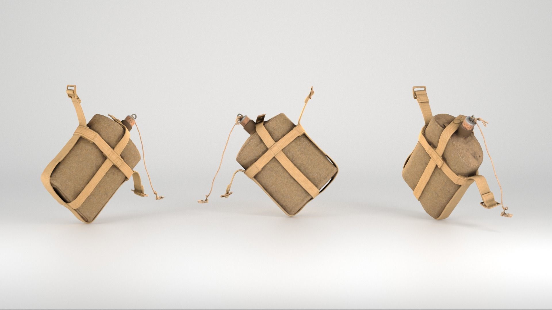 Military flask 37 Low-poly 3D model_2