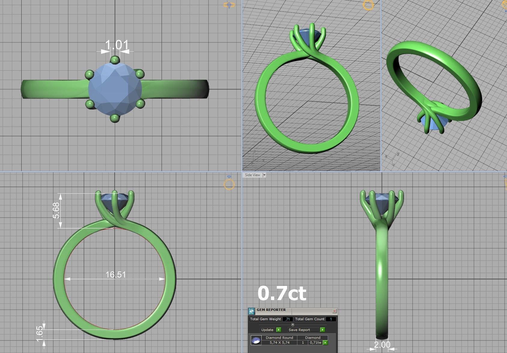 Six Twisted prongs Engagement ring 3dmodel version3 3D print model_10