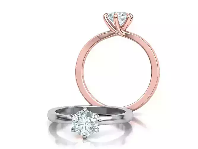 Six Twisted prongs Engagement ring 1ct stone 3D print model