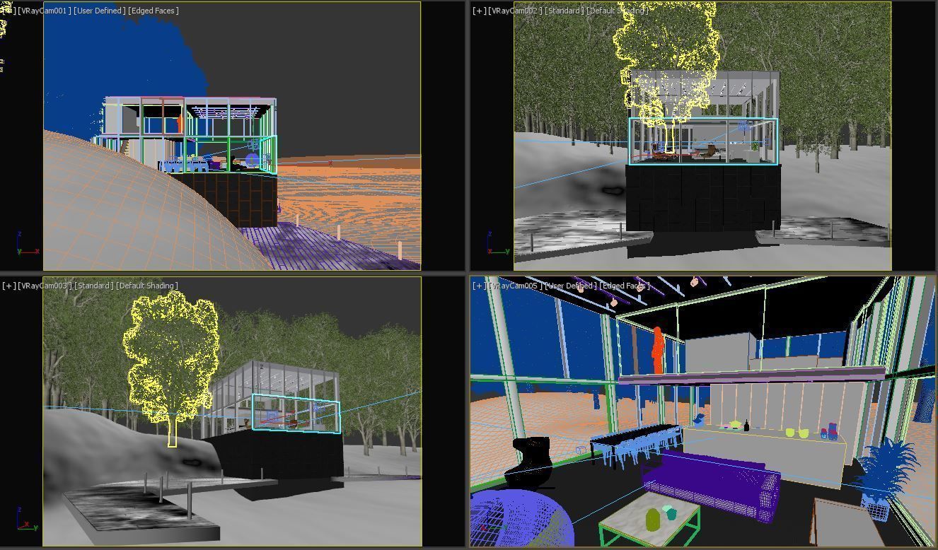 Glass House Escena Modelado 3D 3D model_3