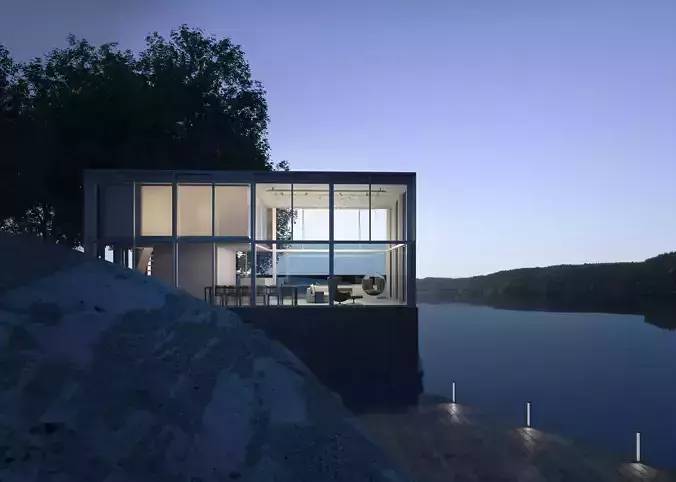 Glass House Escena Modelado 3D