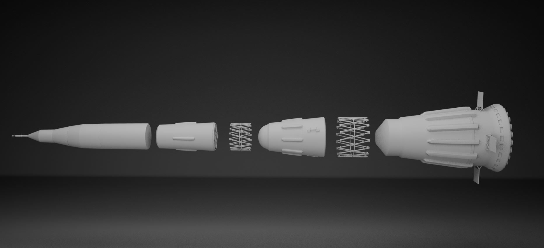 N1 Rocket Low-poly 3D model_3