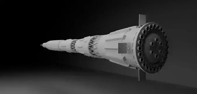 N1 Rocket Low-poly 3D model
