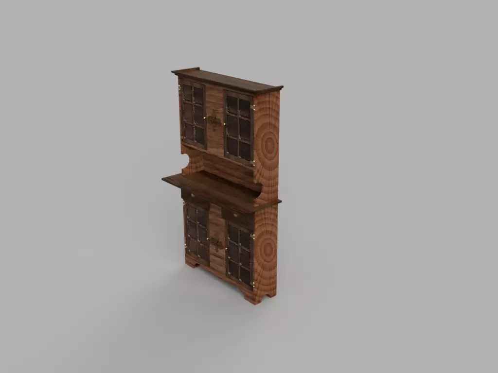 Cabinet wooden 3D print model_0