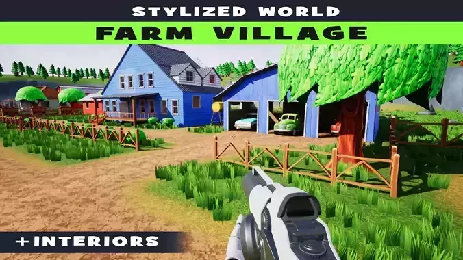 Farm Village Stylized Environment Low-poly 3D model
