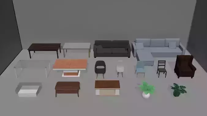 Pack interior of 16 3D models