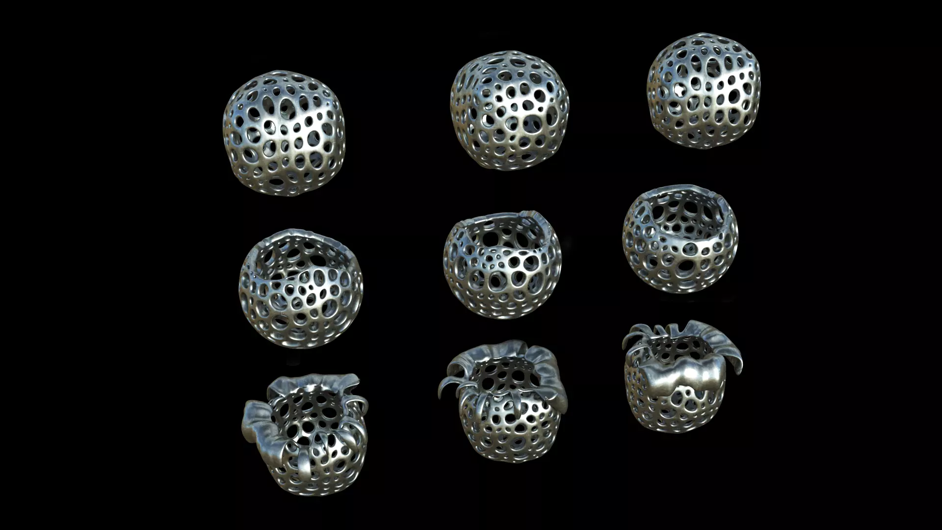 Sphere 3D print Model group of silver rings Free 3D print model_0