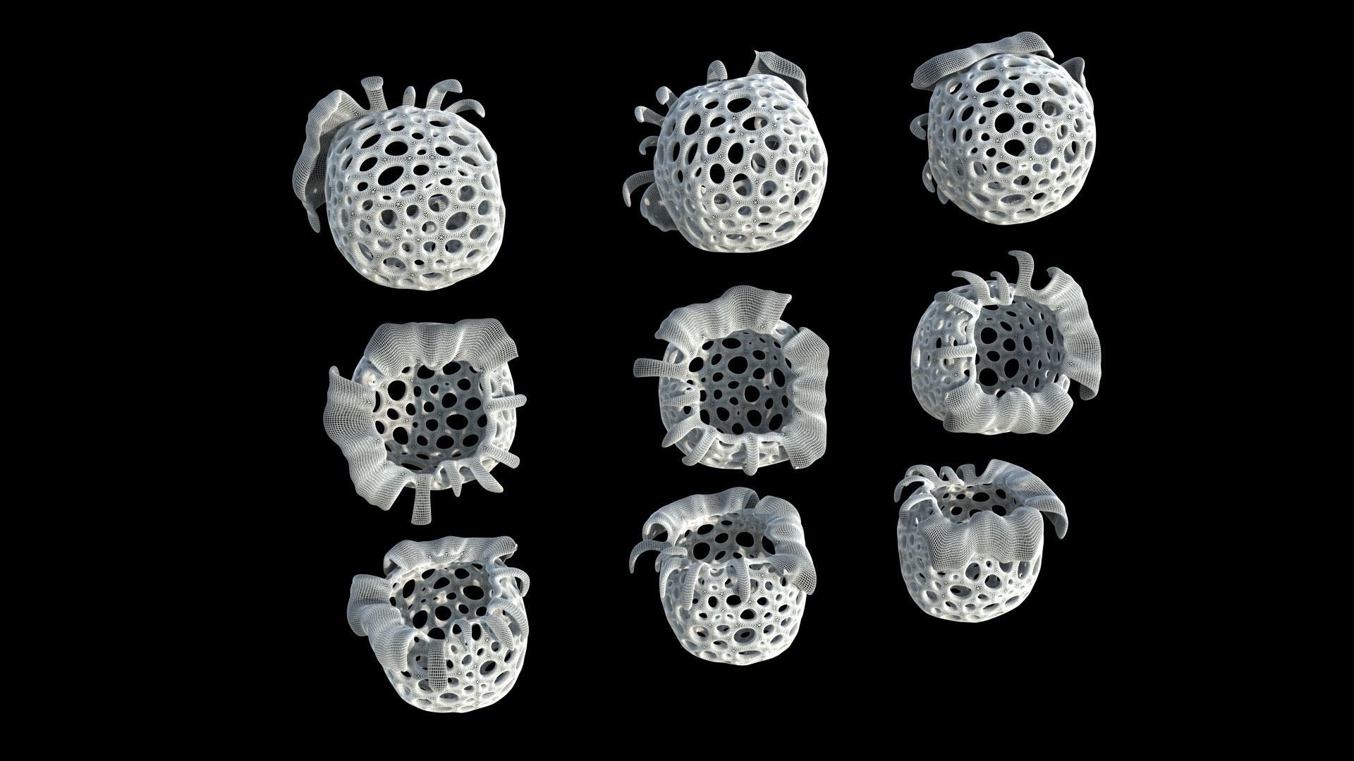 Sphere 3D print Model group of silver rings Free 3D print model_6