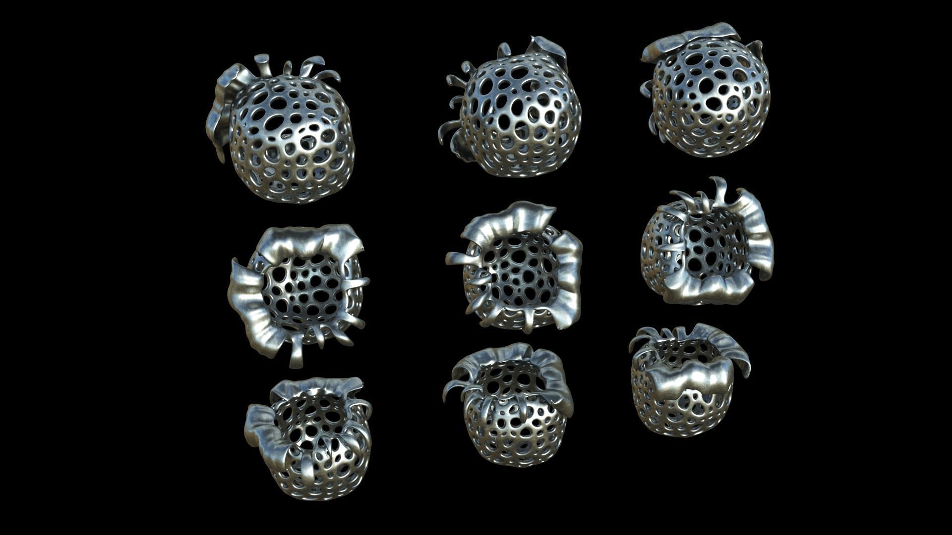 Sphere 3D print Model group of silver rings Free 3D print model_5
