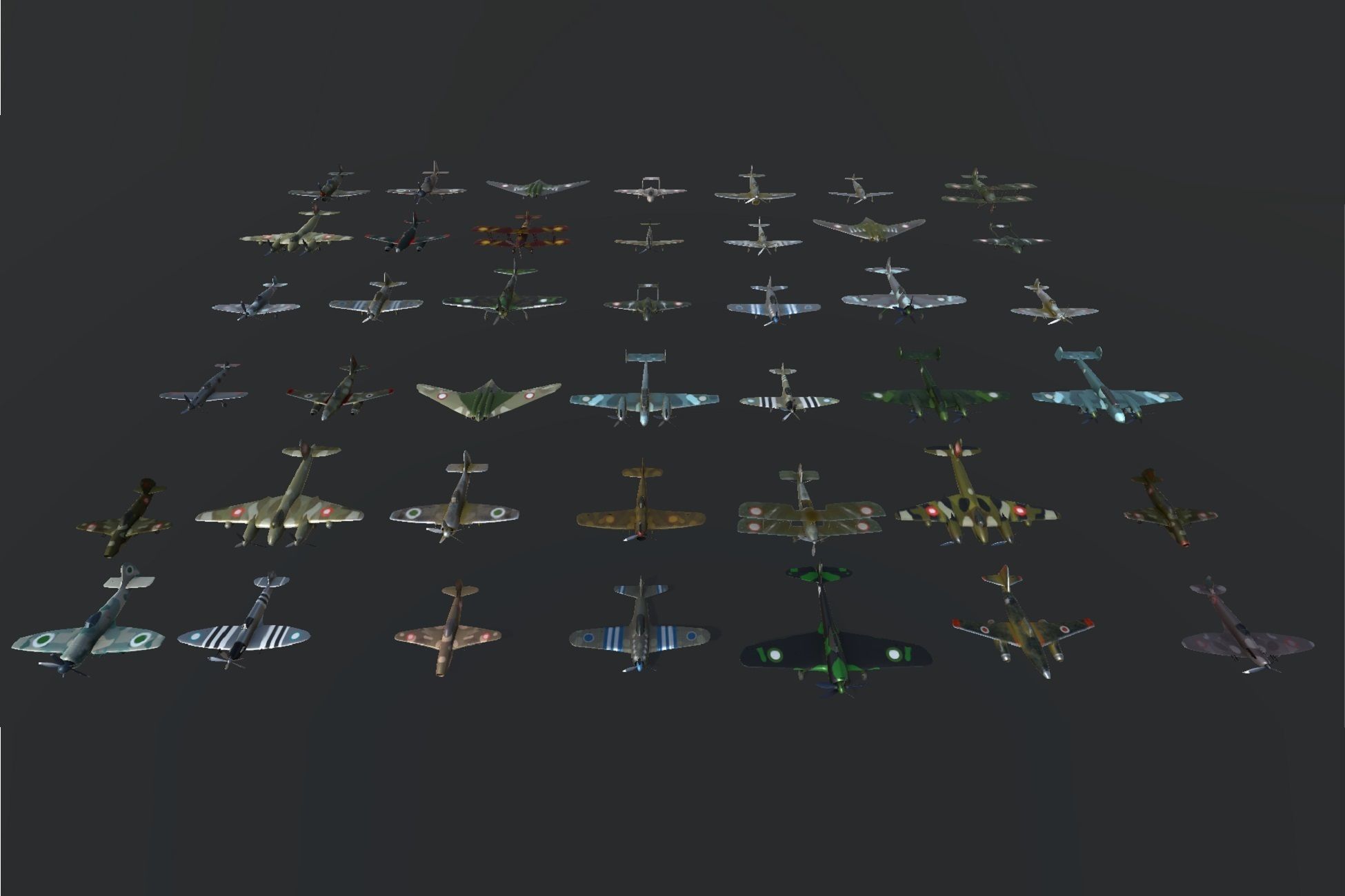 Pack of realistic pbr 42 low poly game AR VR ready aircraft Low-poly 3D model_2