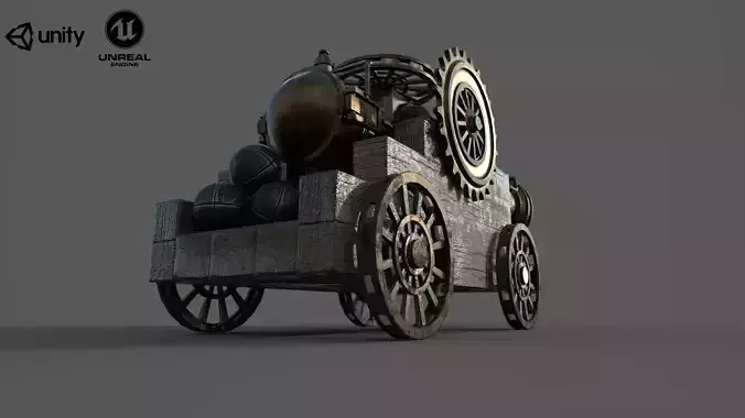 Steampunk Cannon Low Poly 3D model