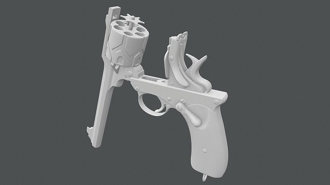 Webley Fosbery Automatic Revolver Low-poly 3D model