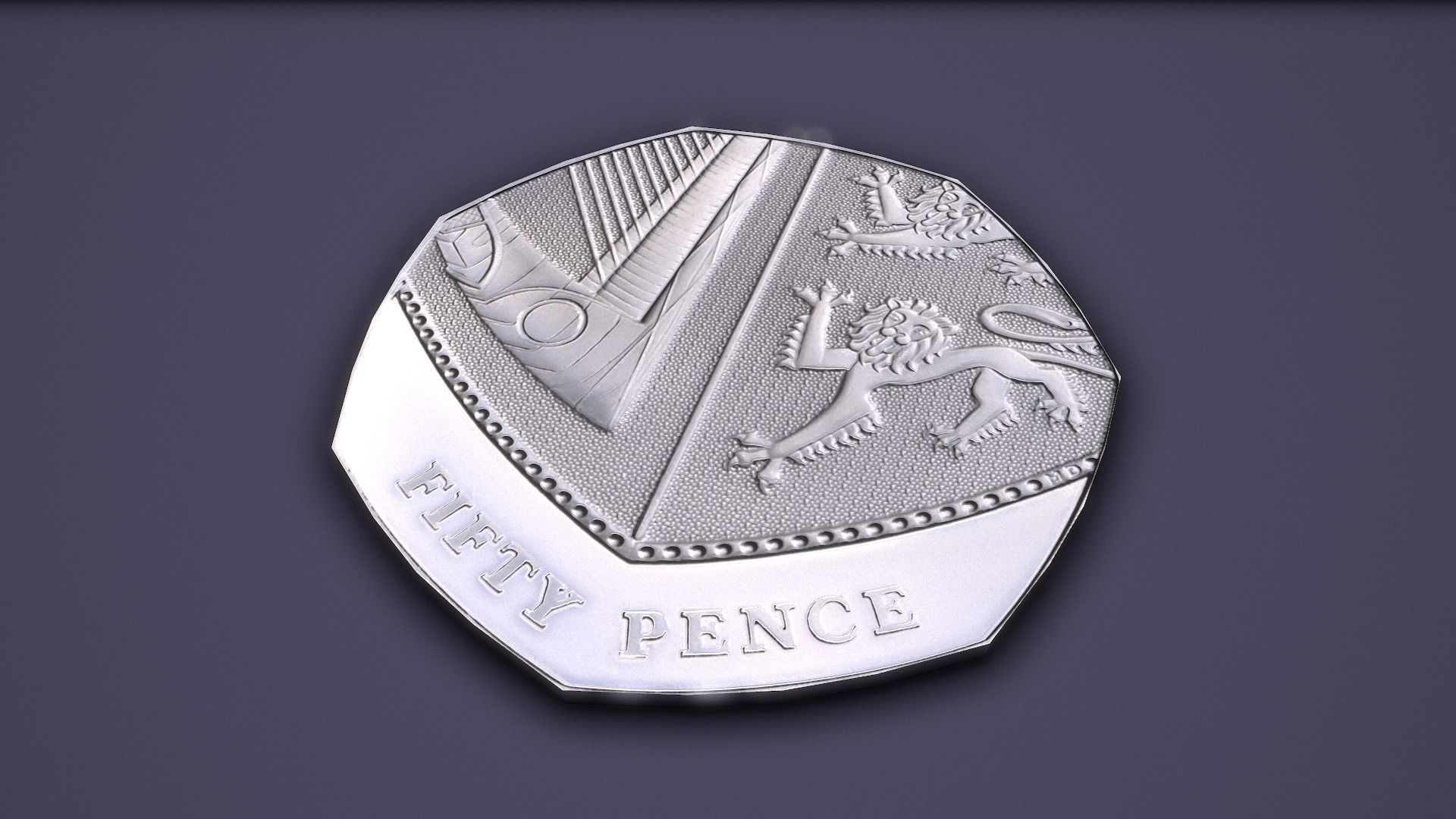 UK Coin Set Low-poly 3D model_12