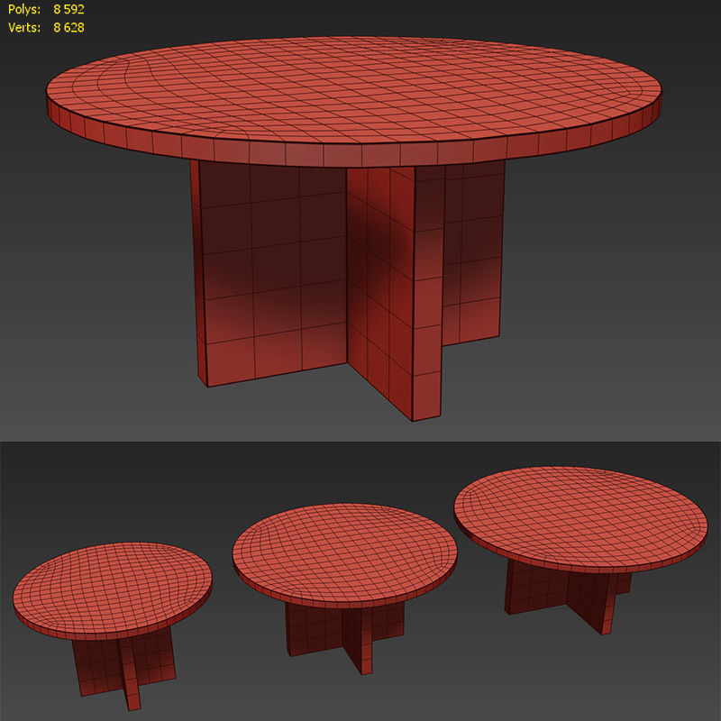 RECLAIMED RUSSIAN OAK PLANK ROUND DINING TABLE Gray 3D model_6