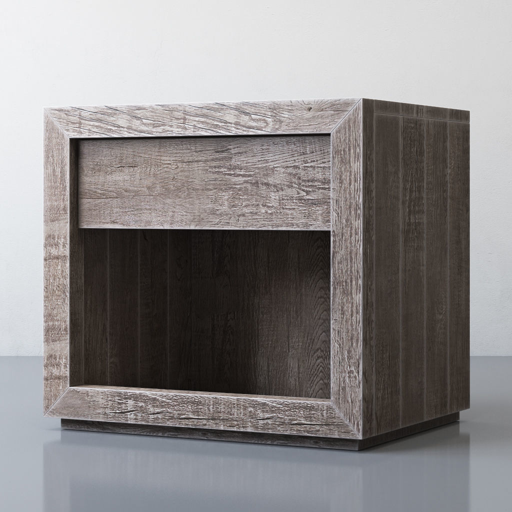 RECLAIMED RUSSIAN OAK 26in OPEN NIGHTSTAND Gray 3D model_3