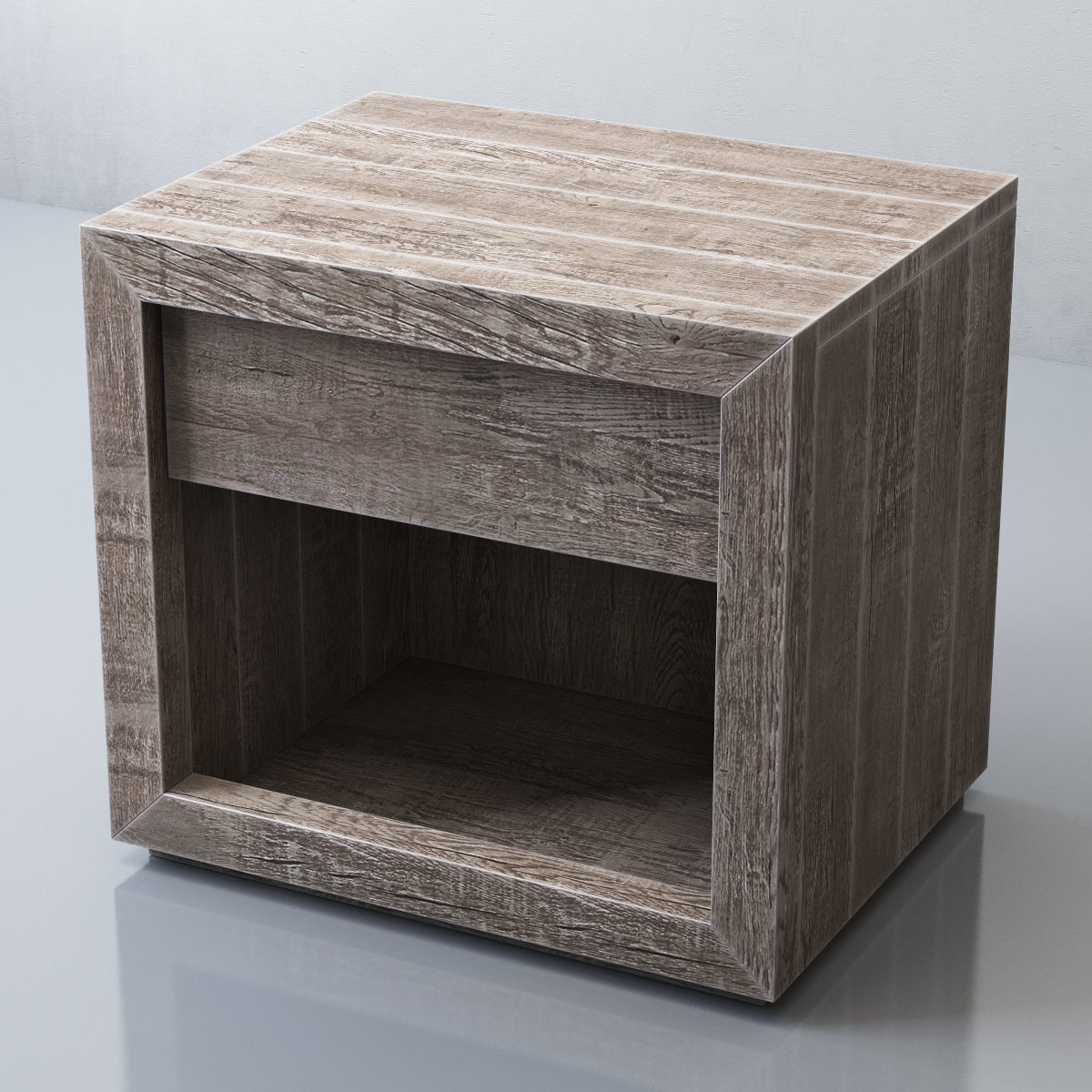 RECLAIMED RUSSIAN OAK 26in OPEN NIGHTSTAND Gray 3D model_1