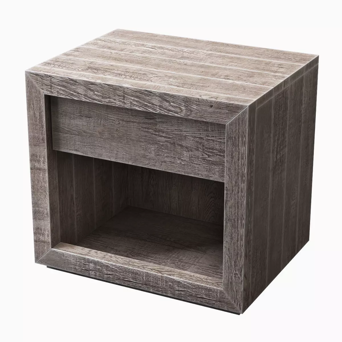 RECLAIMED RUSSIAN OAK 26in OPEN NIGHTSTAND Gray 3D model_0