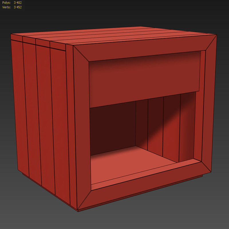 RECLAIMED RUSSIAN OAK 26in OPEN NIGHTSTAND Gray 3D model_7