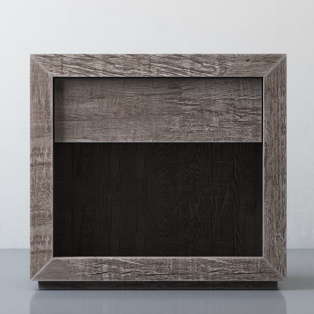 RECLAIMED RUSSIAN OAK 26in OPEN NIGHTSTAND Gray 3D model_2