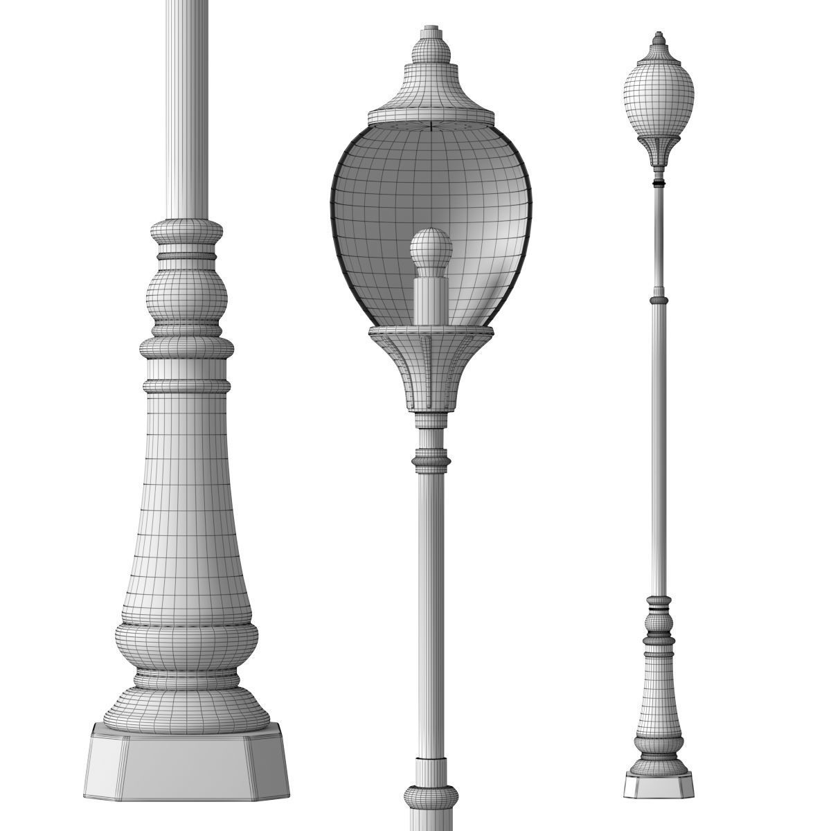 Antique lamp post 3D model_5