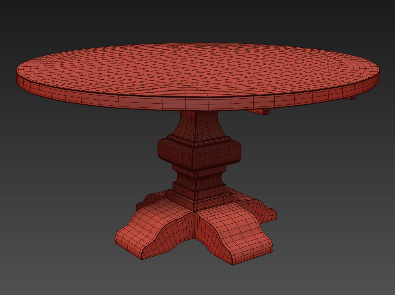 RECLAIMED RUSSIAN OAK BALUSTER ROUND DINING TABLE Grey 3D model_10