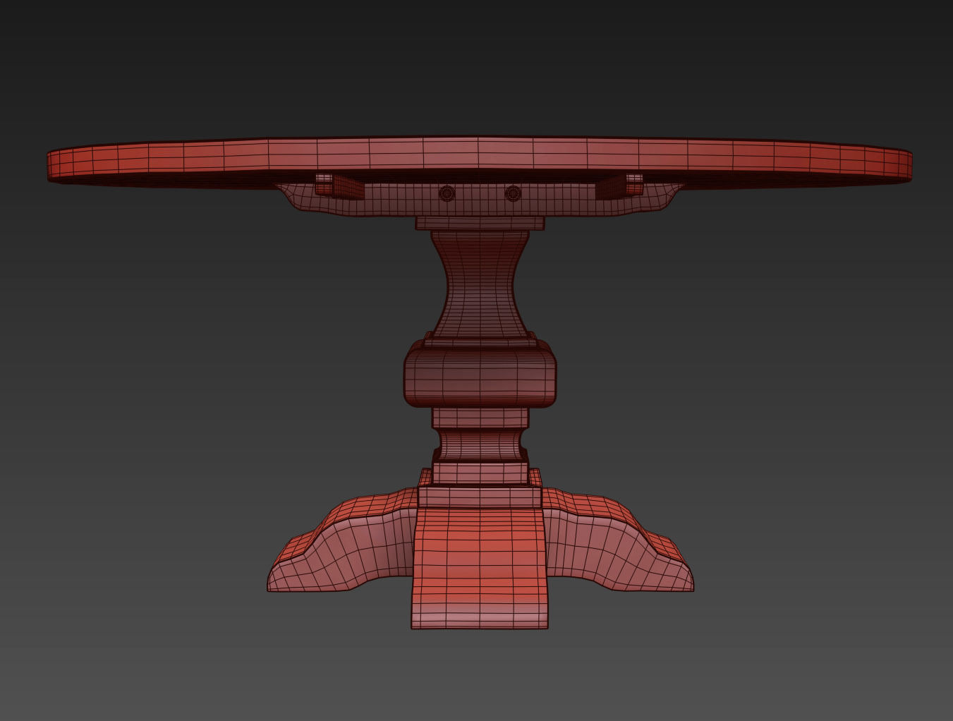 RECLAIMED RUSSIAN OAK BALUSTER ROUND DINING TABLE Grey 3D model_11