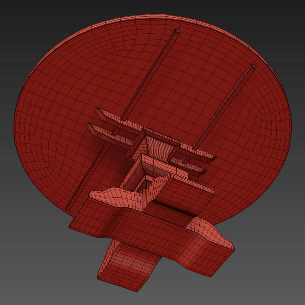 RECLAIMED RUSSIAN OAK BALUSTER ROUND DINING TABLE Grey 3D model_14