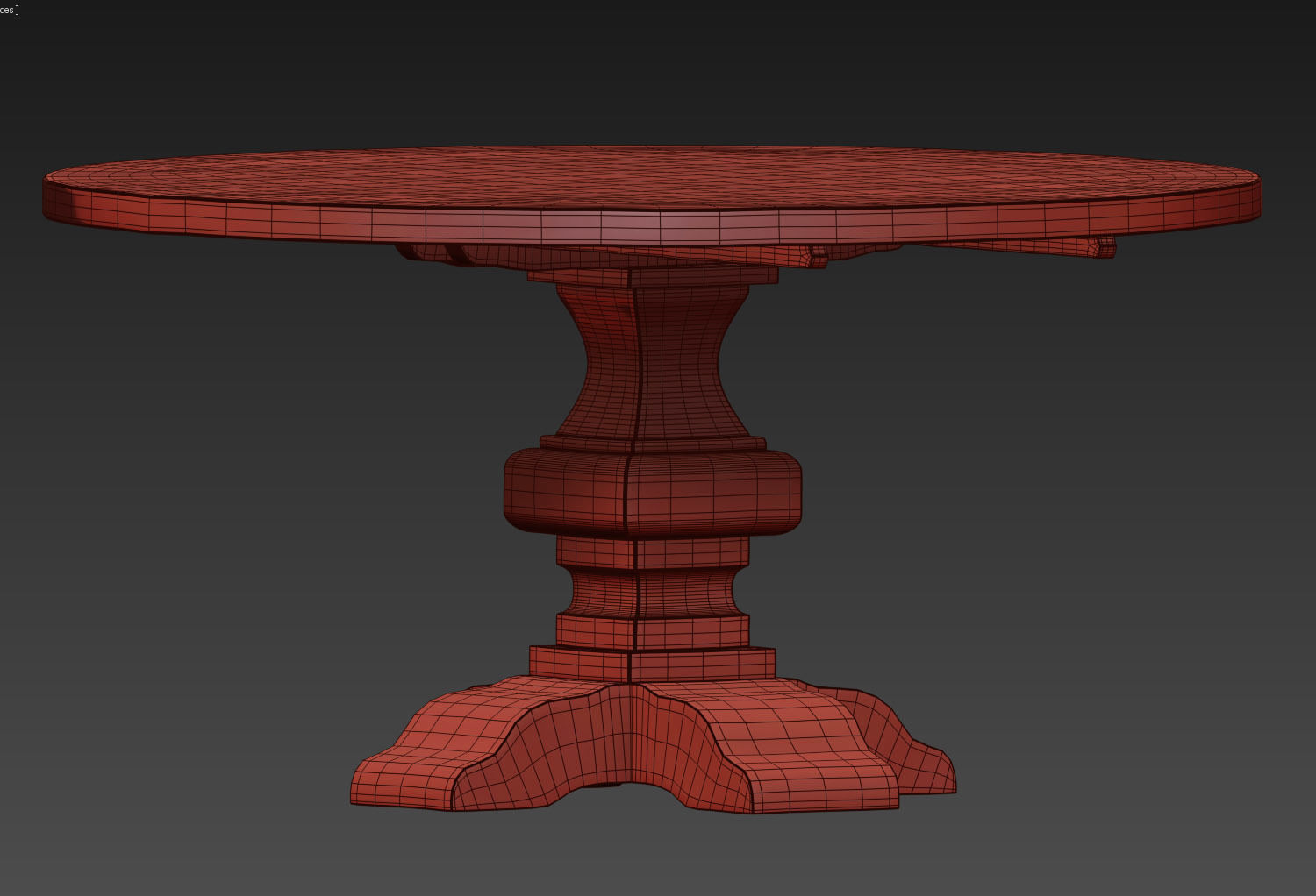 RECLAIMED RUSSIAN OAK BALUSTER ROUND DINING TABLE Grey 3D model_13