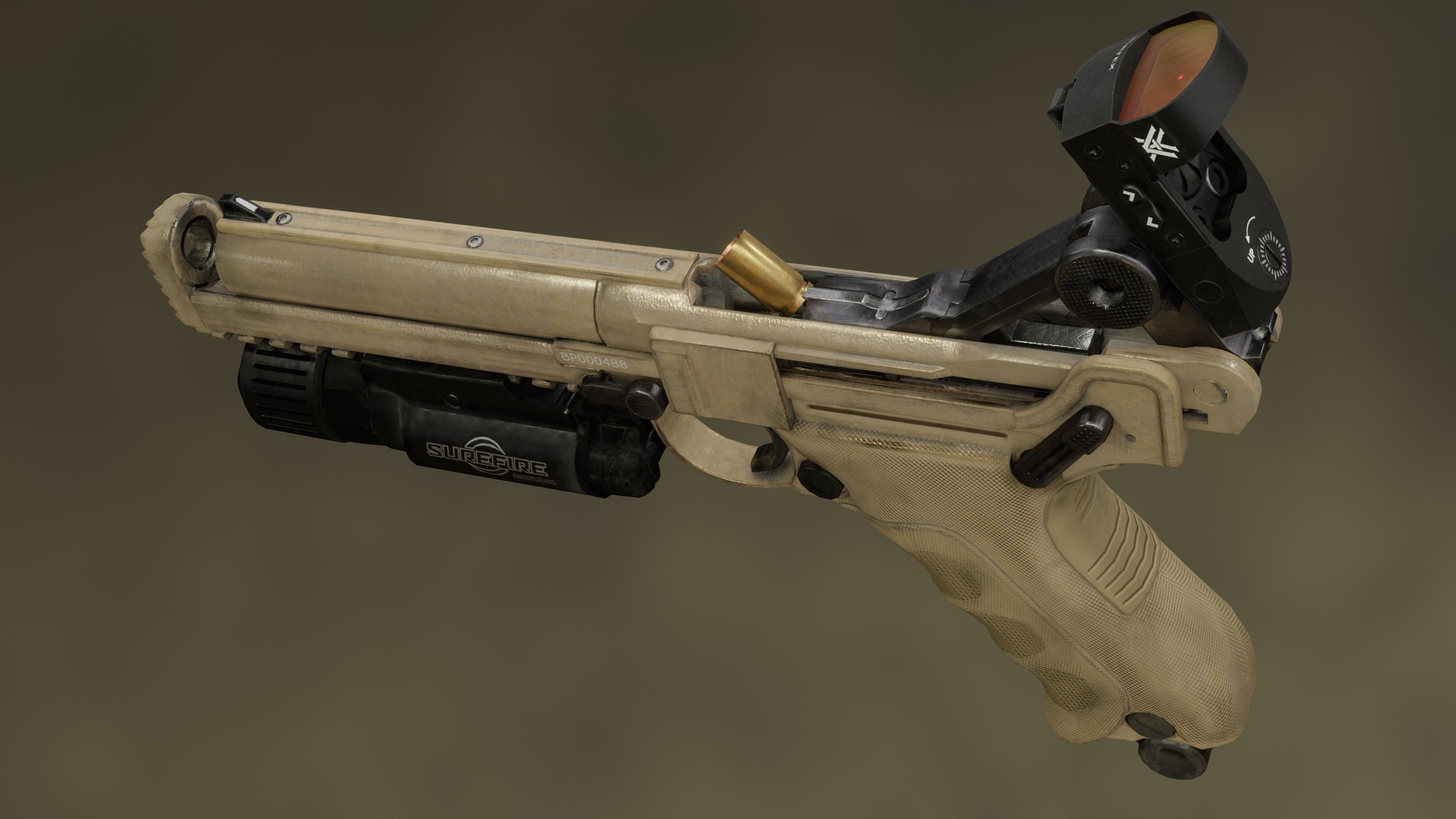 Luger P08 Desert Tacticool Low-poly 3D model_3