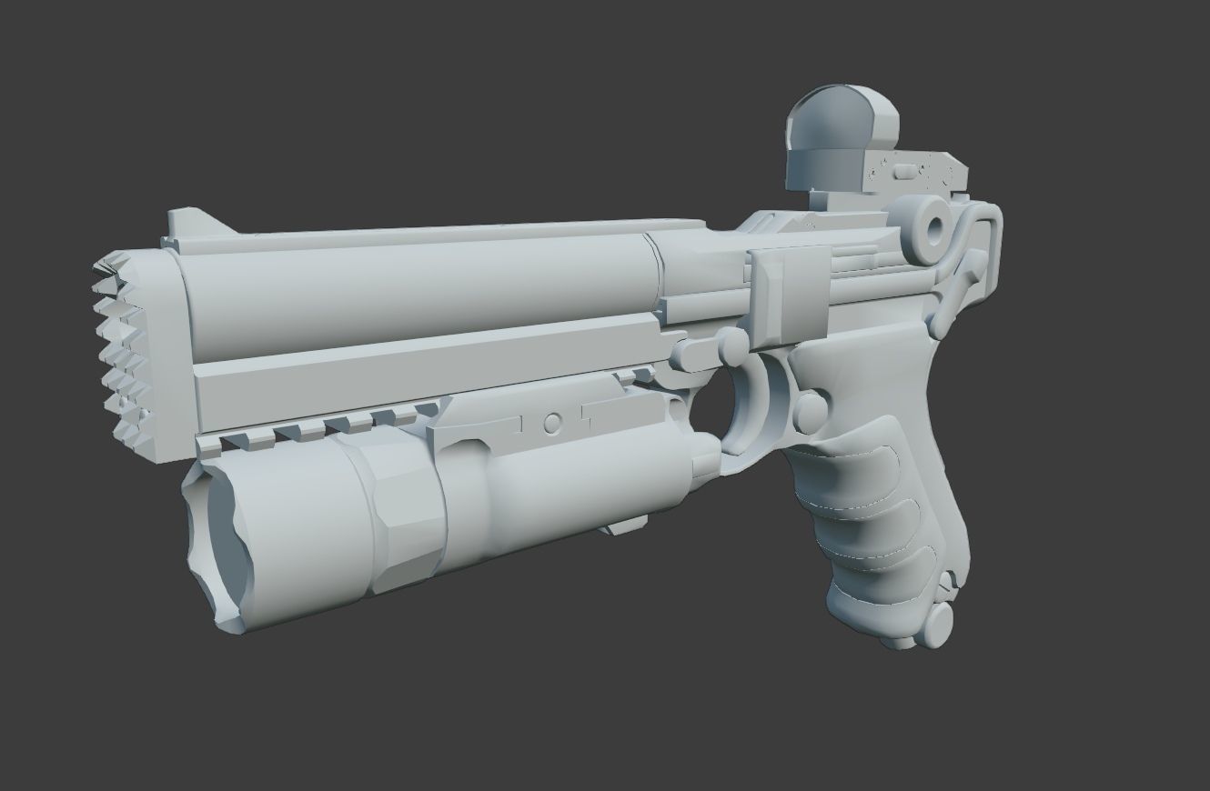 Luger P08 Desert Tacticool Low-poly 3D model_9