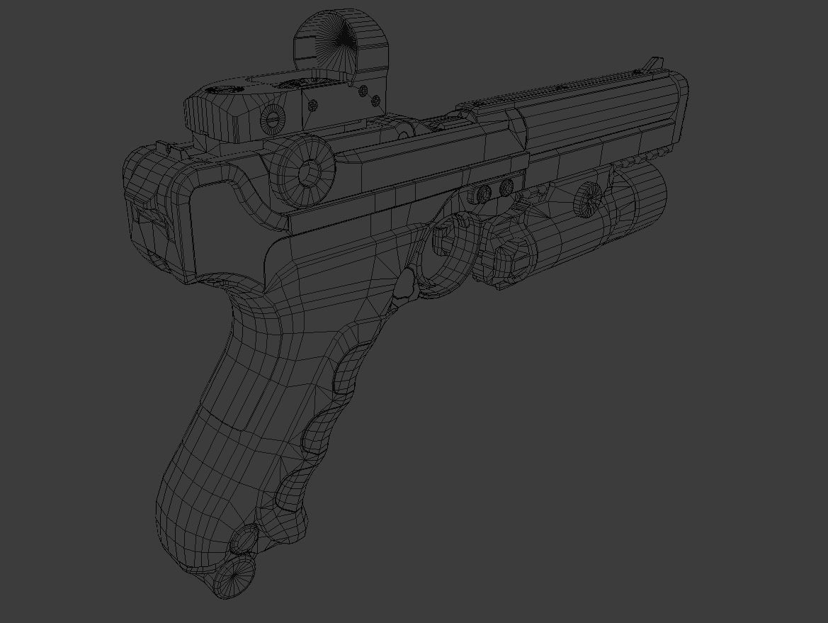 Luger P08 Desert Tacticool Low-poly 3D model_7