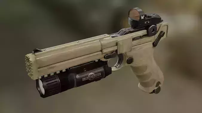Luger P08 Desert Tacticool Low-poly 3D model