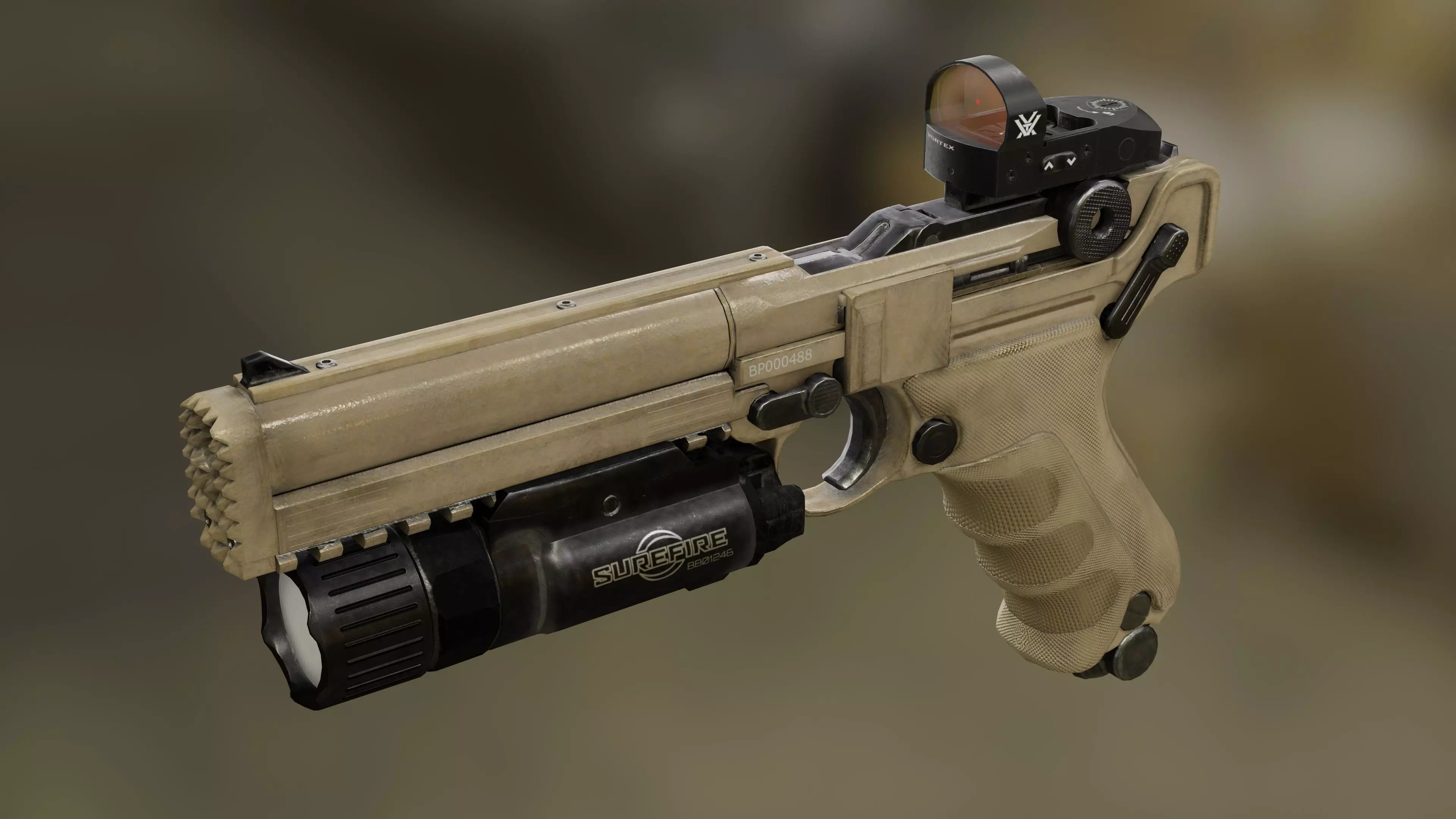 Luger P08 Desert Tacticool Low-poly 3D model_0