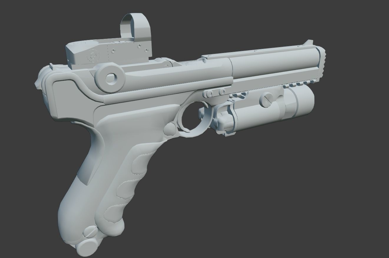 Luger P08 Desert Tacticool Low-poly 3D model_10