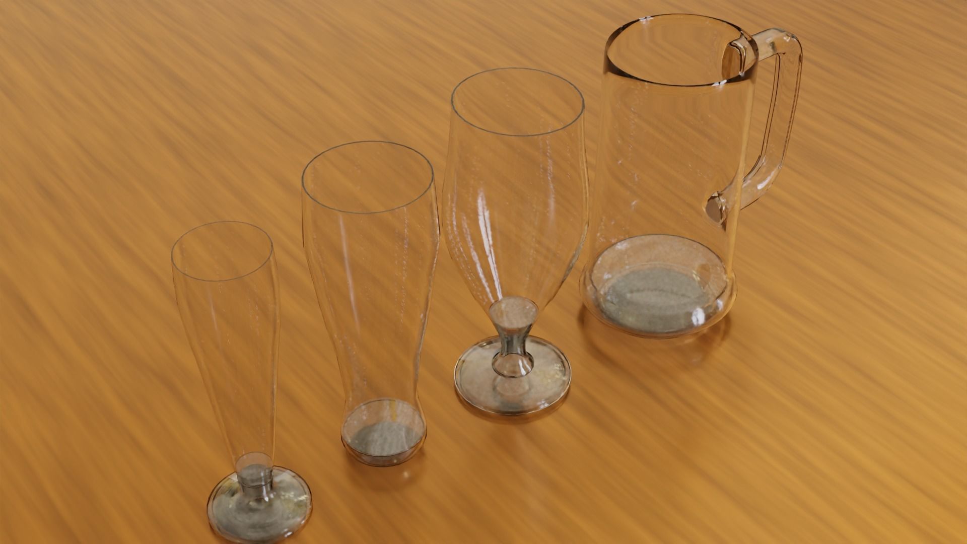 Set of beer glasses 3D model_1