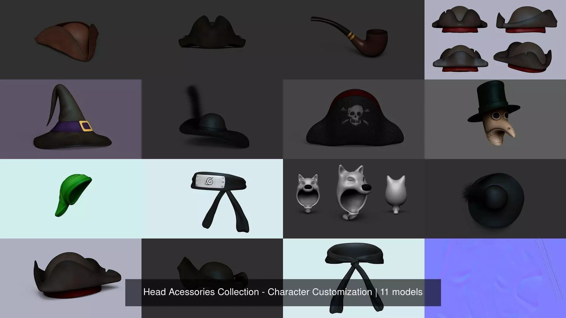 Head Acessories - Character Customization 3D Model Collection_0