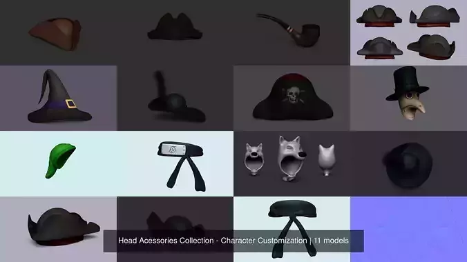 Head Acessories - Character Customization 3D Model Collection