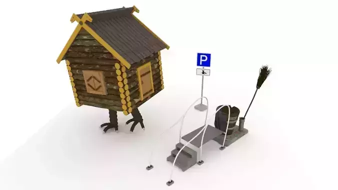 Parking place for baba Yaga Low-poly 3D model