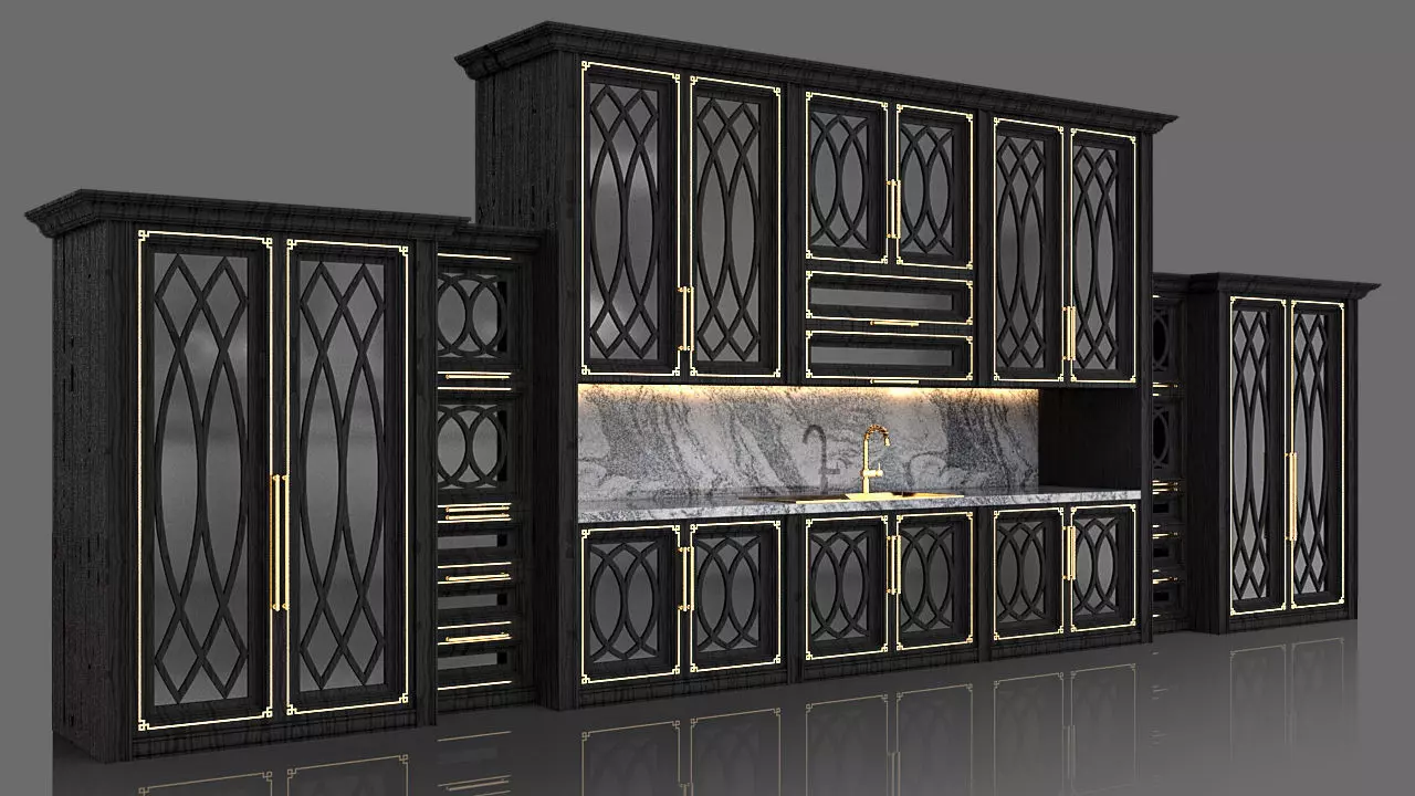 Classic Kitchen Cabinet 3D model_0