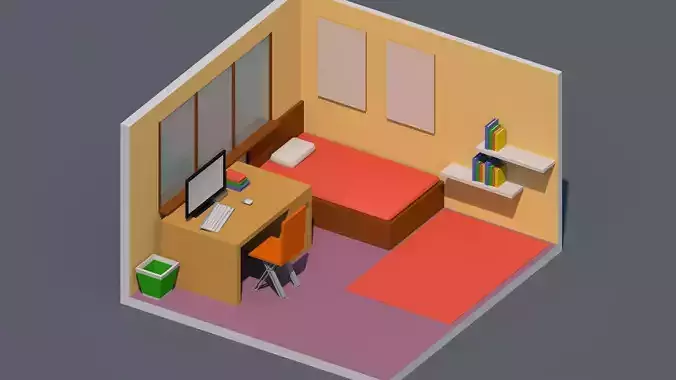 Isometric Low Poly Room