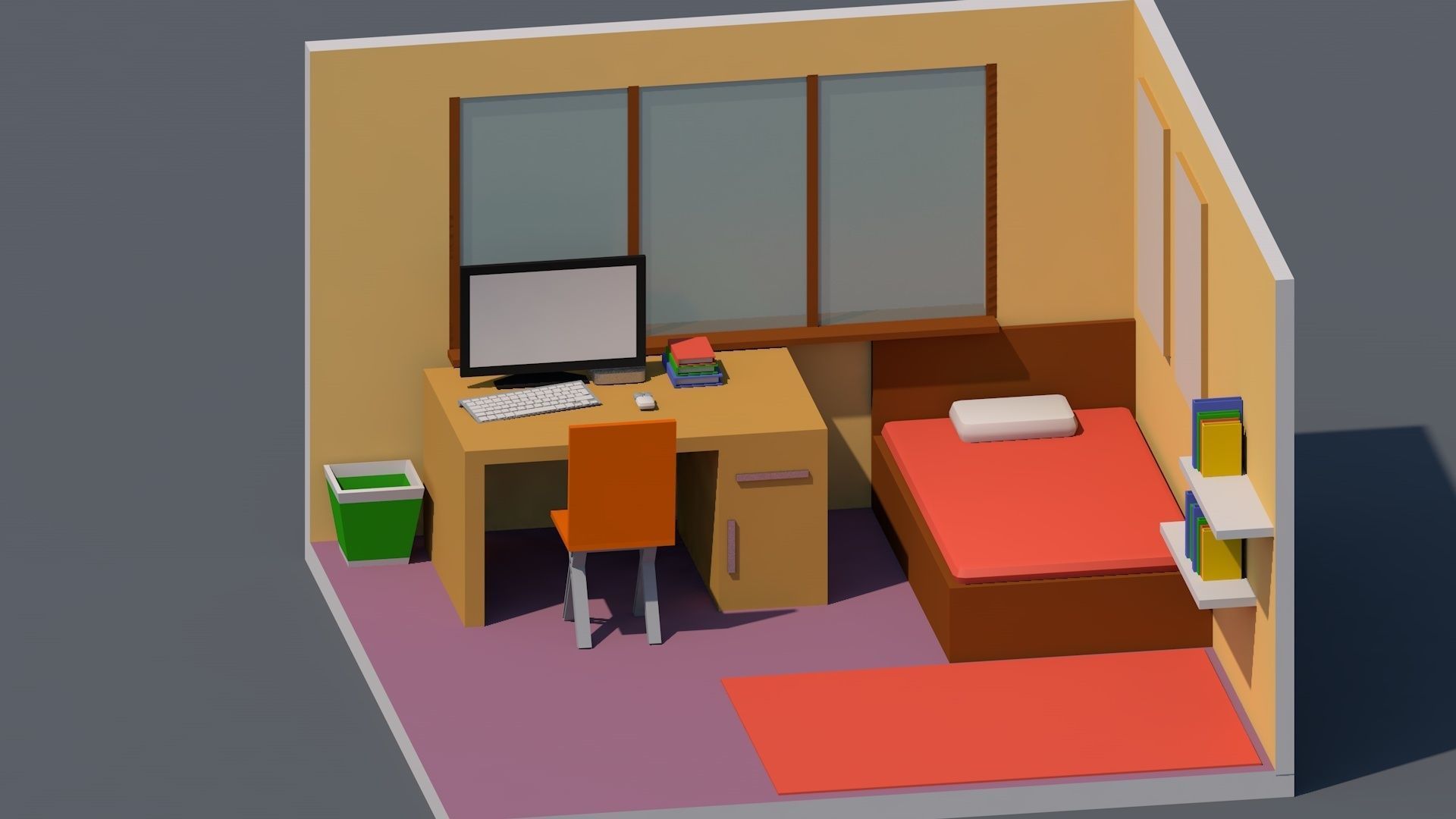 Isometric Low Poly Room Free low-poly 3D model_4