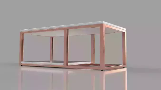 Modern rectangular Marble and metal table Free 3D model