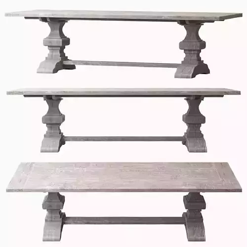 RECLAIMED RUSSIAN OAK BALUSTER RECTANGULAR EXTENSION TABLE Grey
