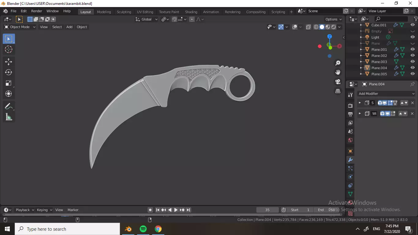 karambit knife 3D model_0