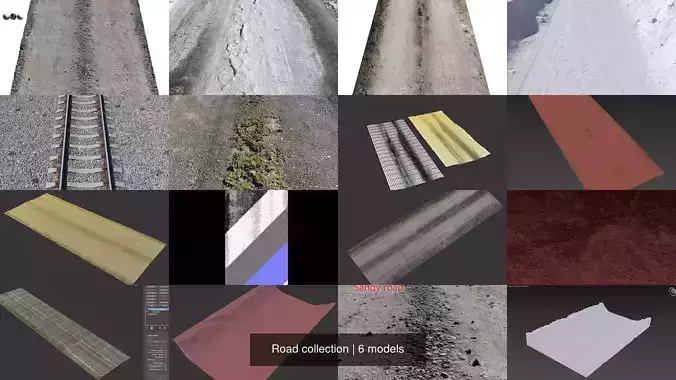 Road collection railroad track with snow