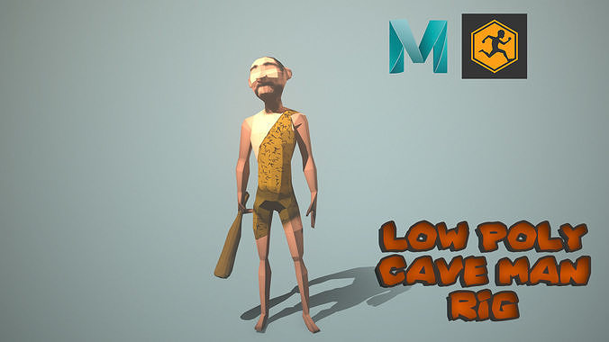low poly caveman rig Low-poly 3D model