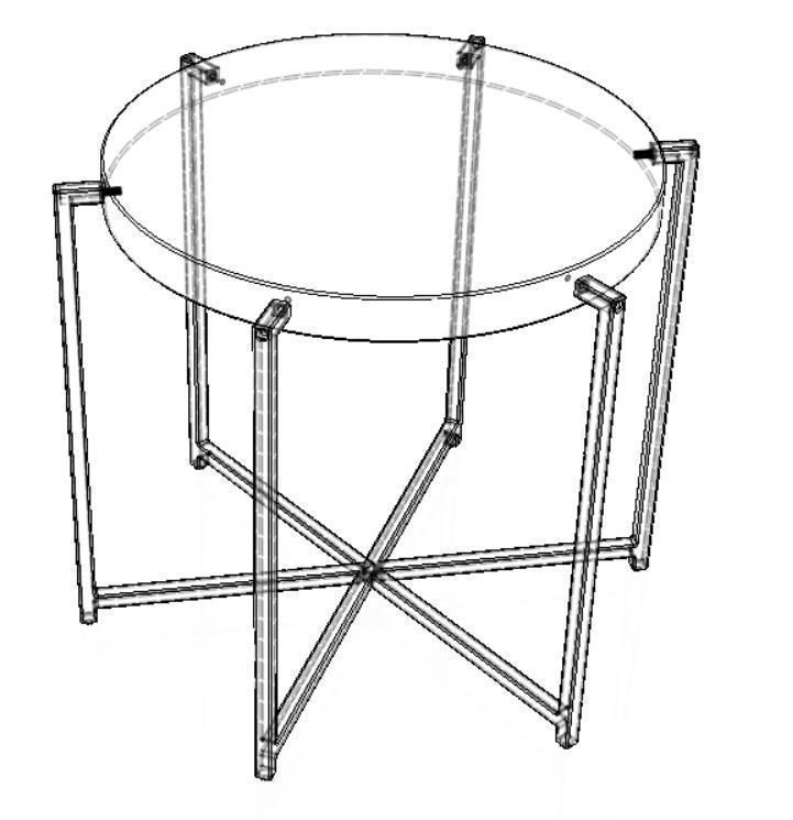 Modern 6 legs wood and metal round side table 3D model_5