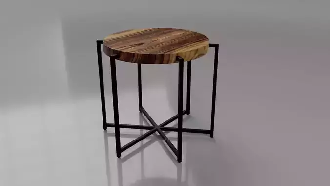 Modern 6 legs wood and metal round side table