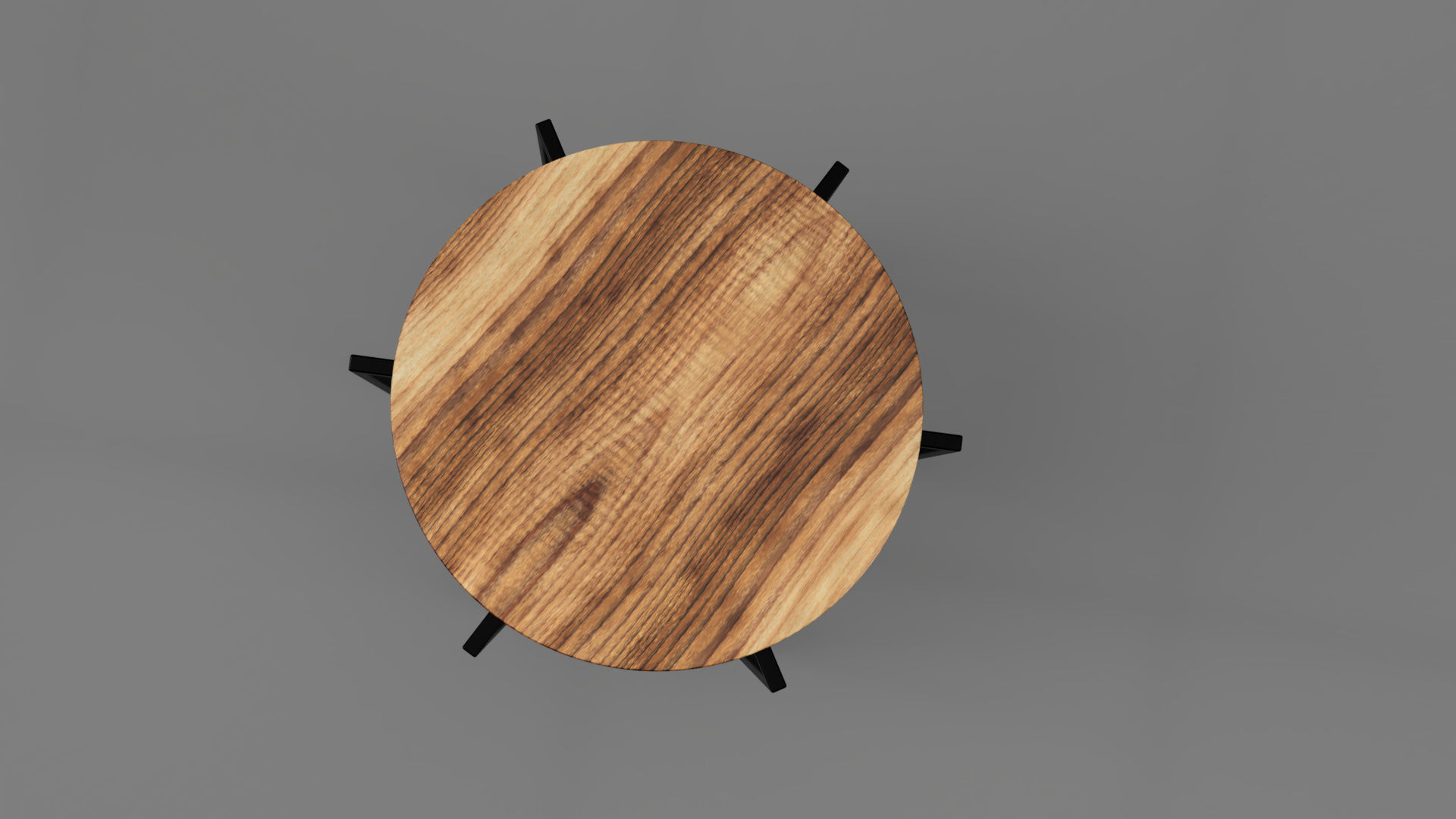 Modern 6 legs wood and metal round side table 3D model_1
